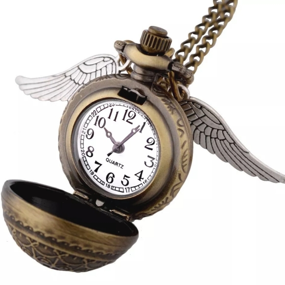 🔥SALE🔥 Harry Potter Dumbledore Watch Golden Snitch Necklace - Picture 2 of 8